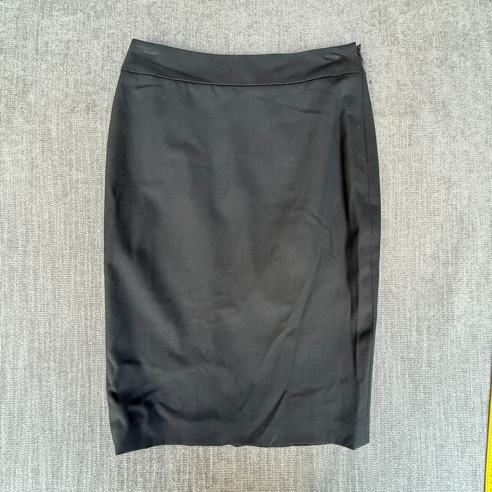 Ann Taylor Pencil Skirt Womens 0 Black Professional Business Career Side Zip